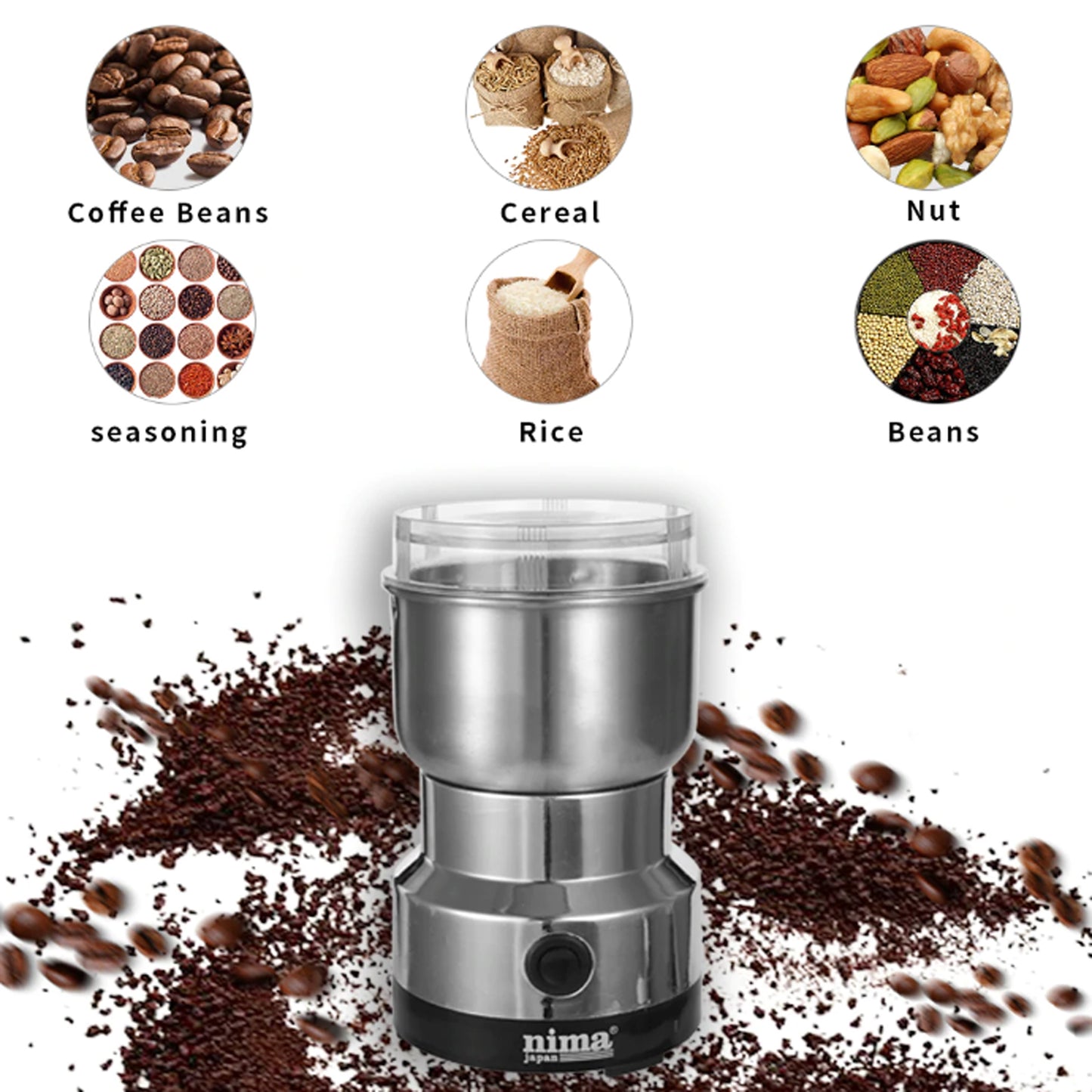 Electric Coffee Grinder 300WATT Automatic Coffee Spice Bean Grinder Stainless Steel
