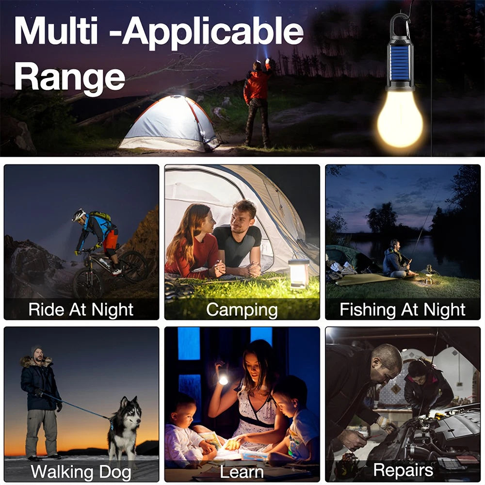 Rechargeable Portable LED Camping Lantern, Tent Lamp with Clip Hook